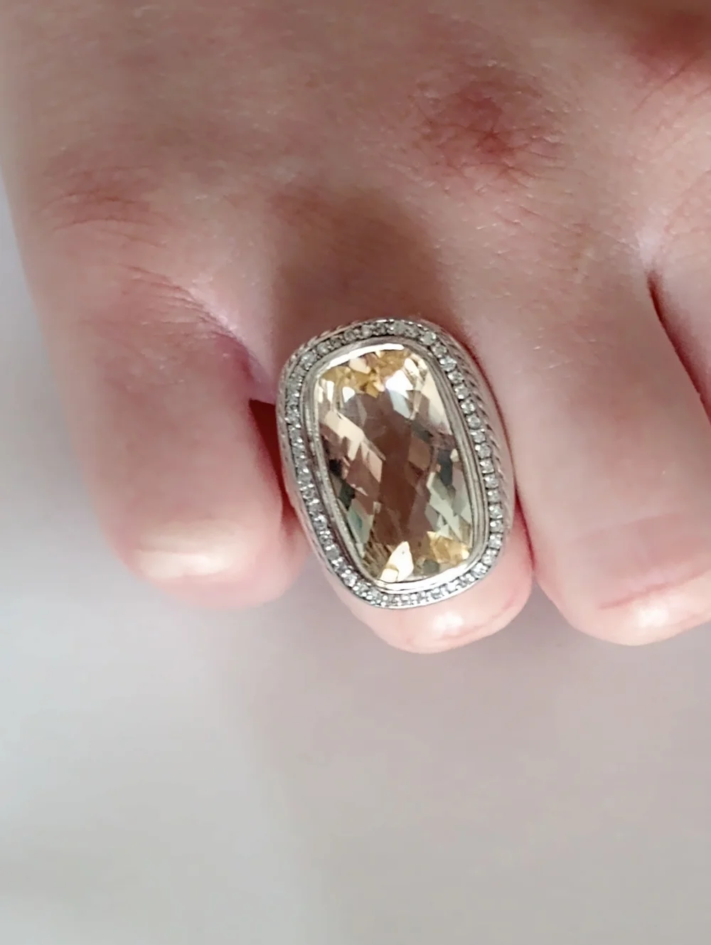 David Yurman Champagne & Diamond Albion Ring Size 7 - Picture 8 of 15
